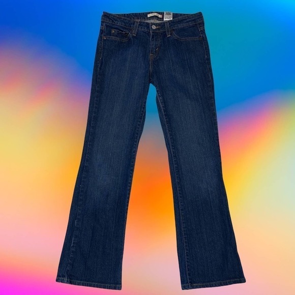 LEVI'S 545 Faded Dark Wash Blue Denim Low Rise Boot Cut 545 Jeans - Picture 10 of 11